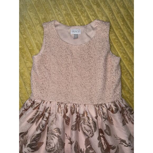 Girls Pink Gold Butterfly Place Dress Sleevless Fit & Flare 10/12 - Picture 2 of 5